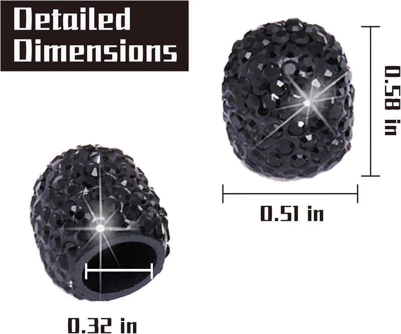 JUSTTOP 4 Pack Handmade Crystal Rhinestone Car Tire Valve Stem Caps, Wheel Valve, Attractive Dustproof Bling Accessories, Universal for Cars, Trucks and Motorcycles-Black - Image 3